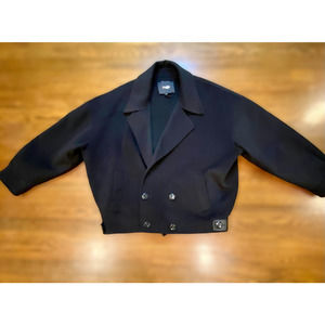 Maje Black Double Face Wool Relaxed Bomber Jacket Size 36
